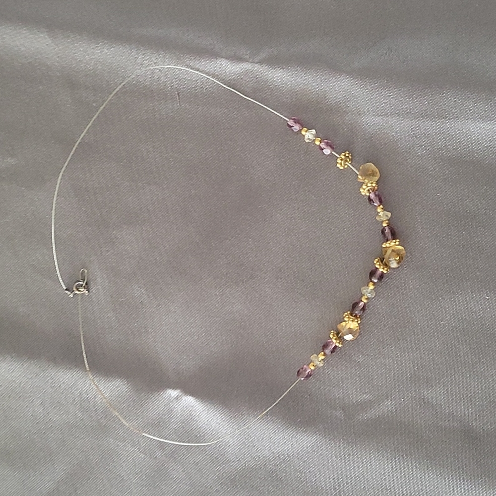 Purple and Gold Beaded Neclace